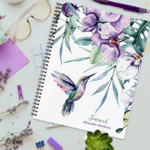 Lila Hummingbird och Blommigt Personlig Journal