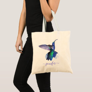 Lila Hummingbird Personlig Namn Tygkasse