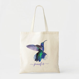Lila Hummingbird Personlig Namn Tygkasse