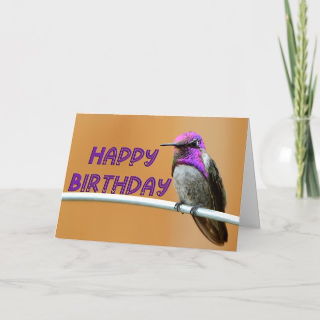 Lila Hummingbird Photo Grattis på födelsedagen Car Tack Kort (Framsida)