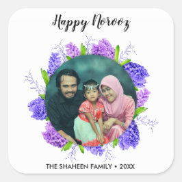 Lila Hyacinekunder utandning Lycklig Noroz - nyårf Fyrkantigt Klistermärke