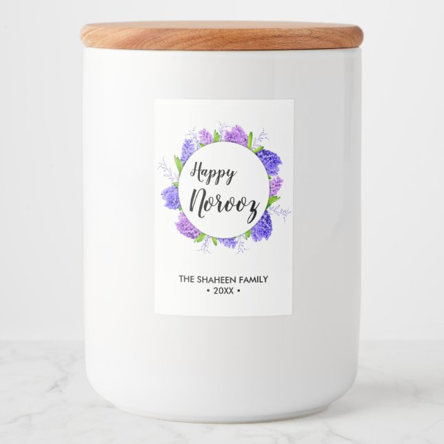 Lila Hyacinekur nyår Lycklig Noroz Mat Etikett (Framsida)