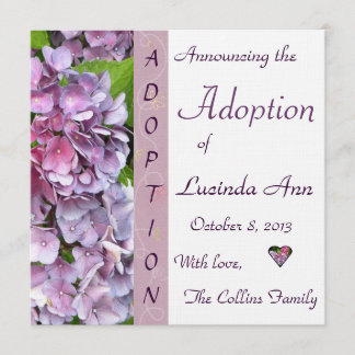 Lila Hydrangea Adoption Anteckning Meddelande
