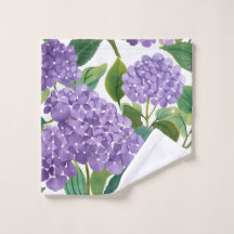 Lila Hydrangea Akvarell Blommig Kust