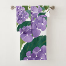Lila Hydrangea Akvarell Blommig Kust
