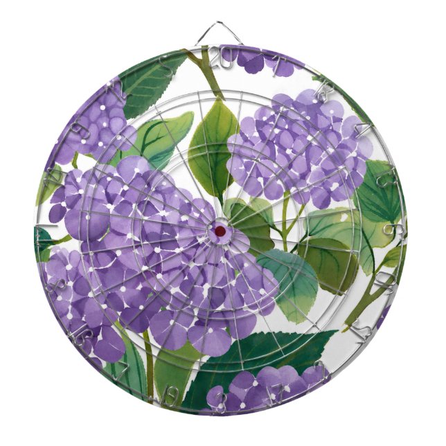 Lila Hydrangea Akvarell Blommig Kust Darttavla (Framsidan)