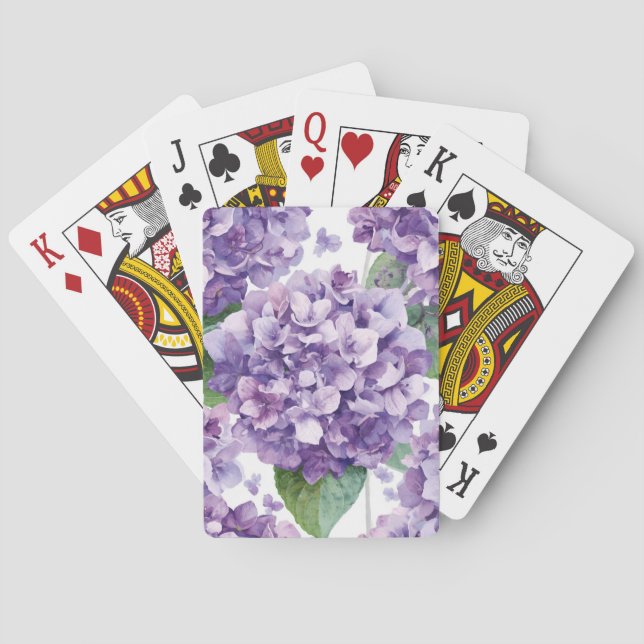 Lila Hydrangea Akvarell Blommig Lavendel Blomning  Casinokort (Baksidan)