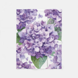 Lila Hydrangea Akvarell Blommig Lavendel Blomning Fleecefilt