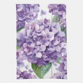 Lila Hydrangea Akvarell Blommig Lavendel Blomning Kökshandduk
