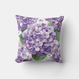 Lila Hydrangea Akvarell Blommig Lavendel Blomning Kudde