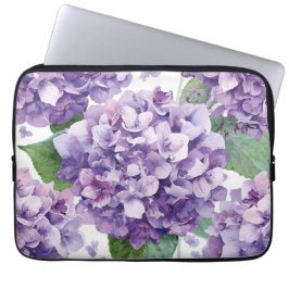 Lila Hydrangea Akvarell Blommig Lavendel Blomning Laptop Fodral