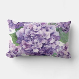Lila Hydrangea Akvarell Blommig Lavendel Blomning Lumbarkudde