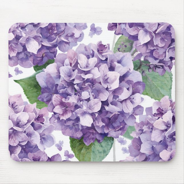 Lila Hydrangea Akvarell Blommig Lavendel Blomning  Musmatta (Framsidan)