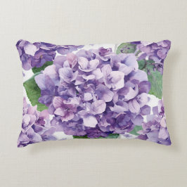 Lila Hydrangea Akvarell Blommig Lavendel Blomning Prydnadskudde