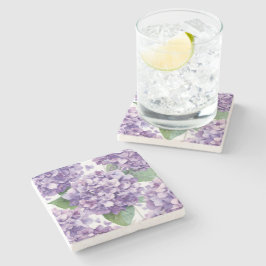 Lila Hydrangea Akvarell Blommig Lavendel Blomning Stenunderlägg