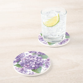 Lila Hydrangea Akvarell Blommig Lavendel Blomning Underlägg