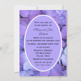Lila Hydrangea Blommars Vow Renewal Inbjudningar