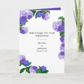 Lila Hydrangea Blommig Bröllopsordning Program