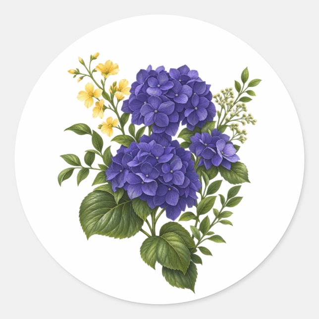 Lila Hydrangea Blommig Klistermärke (Framsida)