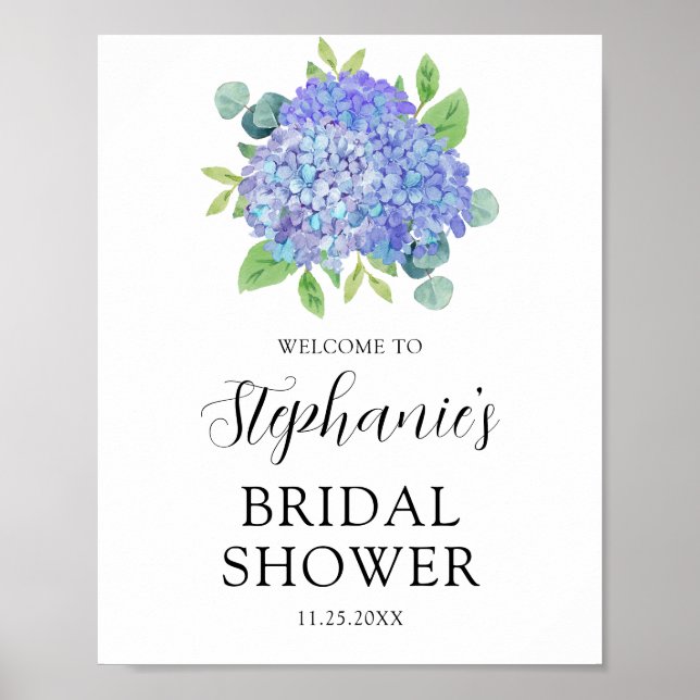 Lila Hydrangea Botanisk Möhippa Välkommen Poster (Framsidan)