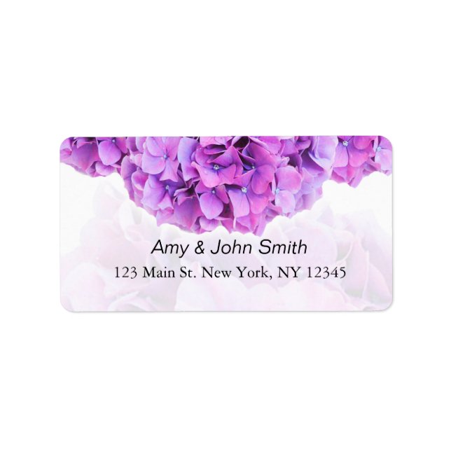 Lila hydrangea bröllop adressetiketter hydrangea4 (Framsidan)