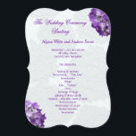 Lila Hydrangea Bröllopsprogram Templates Program<br><div class="desc">Söt-,  lila-bröllopsprogram-mallar. Det går att ändra hakparentesformen och lilan är att matcha den realistiska blomman bilder som dekorerar framsidan. Anpassa båda sidor med ceremonisk text.</div>