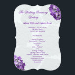 Lila Hydrangea Bröllopsprogram Templates Program<br><div class="desc">Söt-,  lila-bröllopsprogram-mallar. Det går att ändra hakparentesformen och lilan är att matcha den realistiska blomman bilder som dekorerar framsidan. Anpassa båda sidor med ceremonisk text.</div>