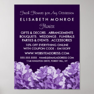 Lila Hydrangea, Floristry Advertising Poster