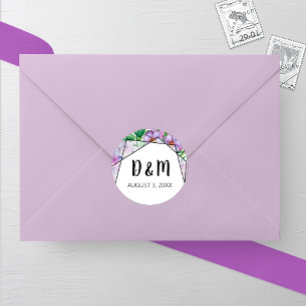 Lila Hydrangea Flower Bröllop Round Sticker Runt Klistermärke