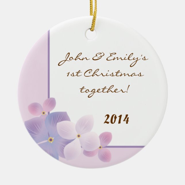 Lila Hydrangea Flower Personlig Namn Ornament (Framsidan)