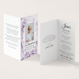 Lila Hydrangea Flower Watercolor Funeral Prayer Visitkort