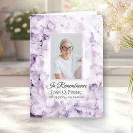 Lila Hydrangea Flowers Funeral Service Foldad Program