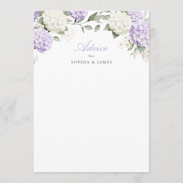 Lila Hydrangea Grönska Bröllopsrådkort Rådkort (Framsida)