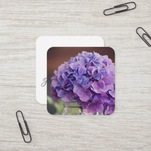 Lila Hydrangea i Mason Burk Photograph Fyrkantigt Visitkort