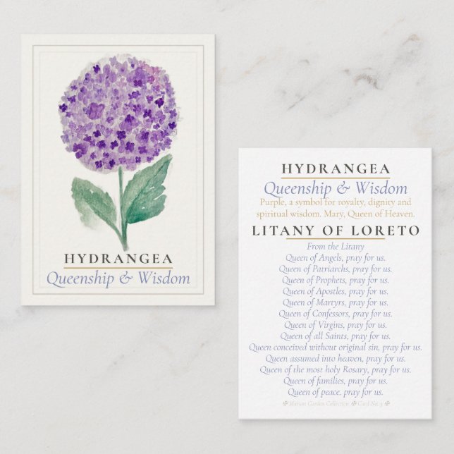 Lila Hydrangea Marian Garden Heliga Kort | Drottni (Fram/baksida)