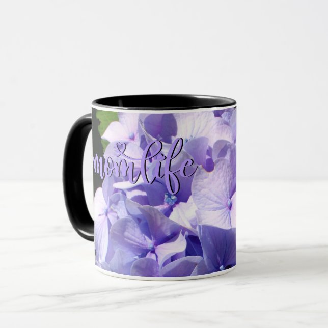 Lila Hydrangea #momlife Mugg (Framsida vänster)