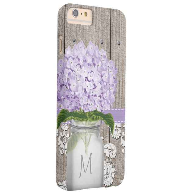 Lila Hydrangea Monogram Mason Burk Case-Mate iPhone Skal (Baksidan/Höger)