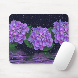 Lila Hydrangea och regndroppar Musmatta