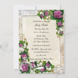 Lila Hydrangea och Snöre Inbjudningskort för möhip