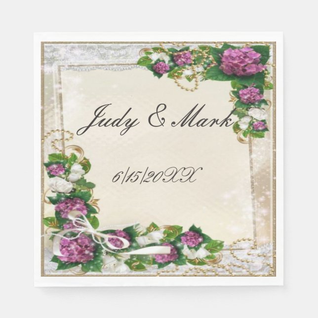 Lila Hydrangea och Snöre Pappra blöjor Pappersservett (Framsidan)