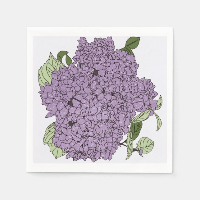 Lila hydrangea pappersservett (Framsidan)
