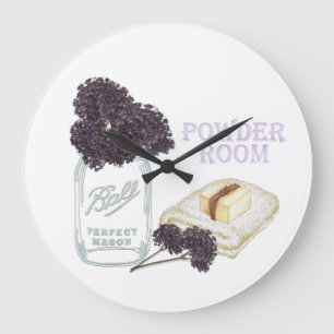Lila Hydrangea Round Bathroom Wall Clock Stor Klocka
