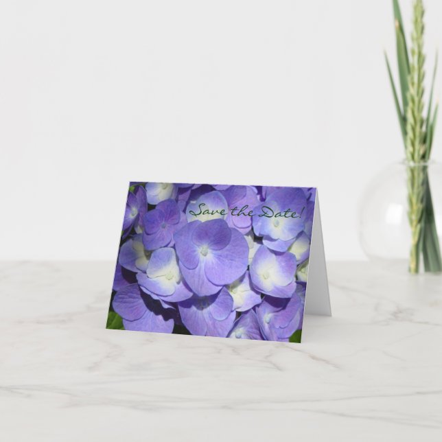 Lila Hydrangea Save the Date-kort Meddelande (Framsida)