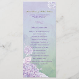 Lila Hydrangeas Long Lodrät Bröllopsprogram Program