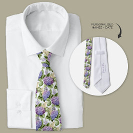 Lila Hydrangeas Personlig Vattenfärg Slips