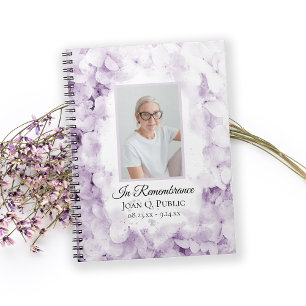 Lila Hydrangeas Watercolor Funeral Guest Bok Anteckningsbok