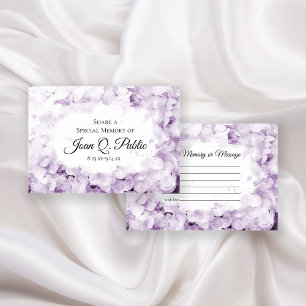 Lila Hydrangeas Watercolor Memory Funeral Anteckningskort