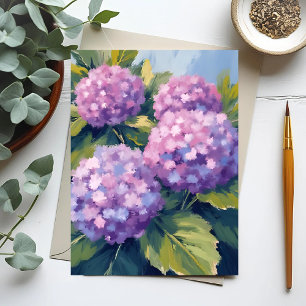 Lila Hydrangeor Blommålning i akvarell Vykort