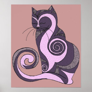 Lila Hypnocat-utskrift Poster