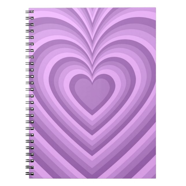 Lila Hypnotic Heart Kärlek Mönster Anteckningsbok (Framsidan)